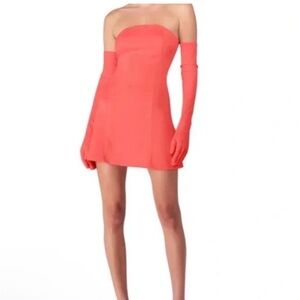 Miscreants Revolve viral Cupid mini dress neon pink strapless grunge